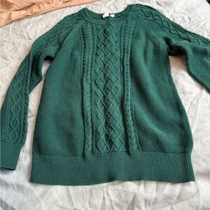 GAP Green Cable Knit Crewneck Sweater